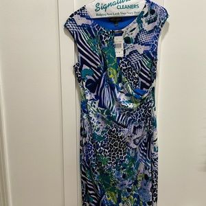 Sleeveless dress with metal detail at neckline-size 10